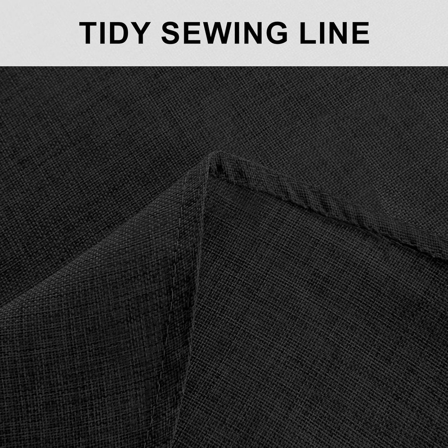Hiasan Round Linen Tablecloth 80 Inch - Wrinkle and Stain Resistant Washable Polyester Fabric Table Cloth for Dining Room Kitchen Party, Black