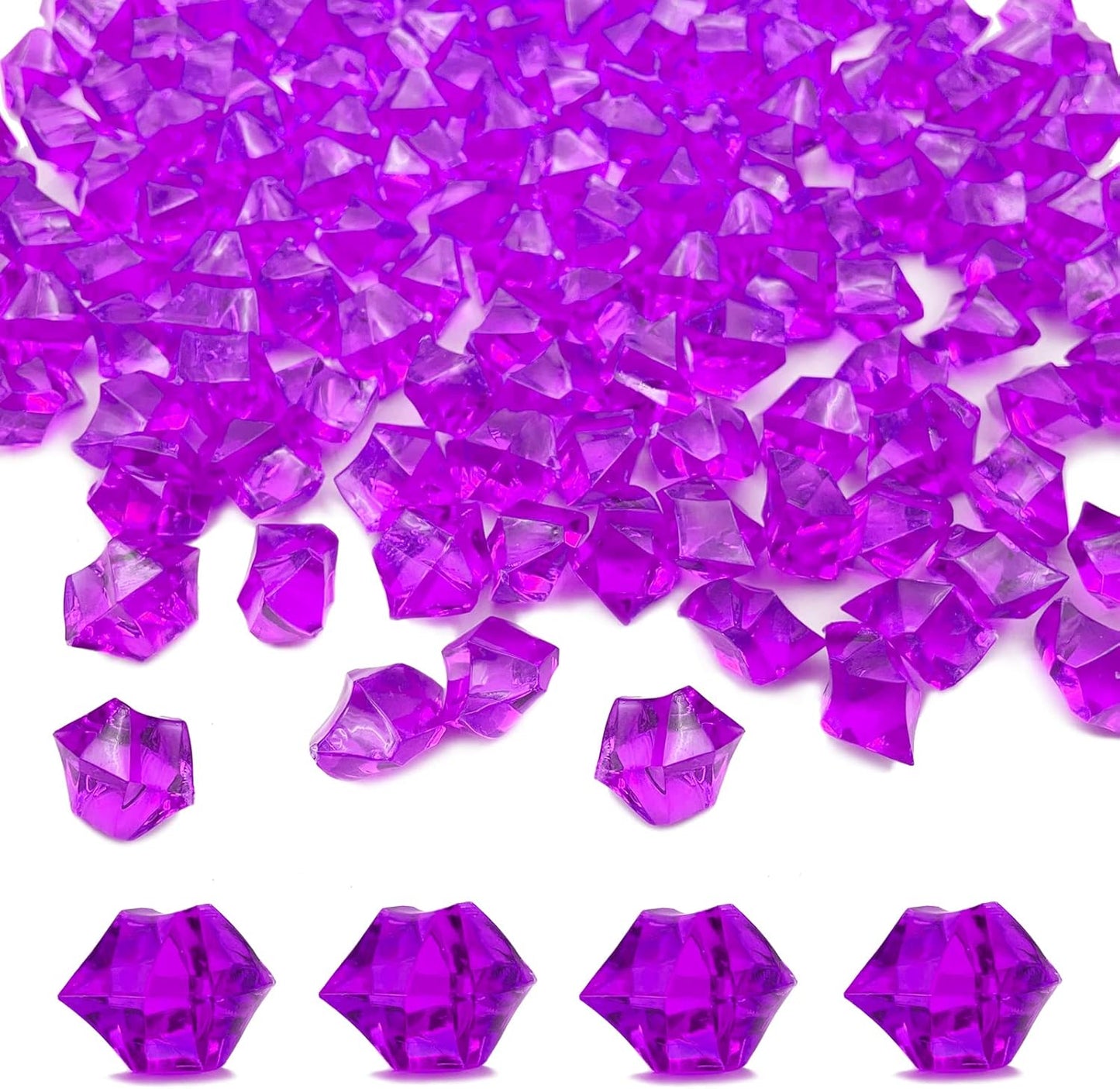 150PCS Fake Ice, Fake Crushed Ice Cubes 16 x 22 mm Artificial Acrylic Crystal Diamonds for Vase Fillers,Table Scatter, Wedding Decoration, Photography Props, DIY Crafts Rose red