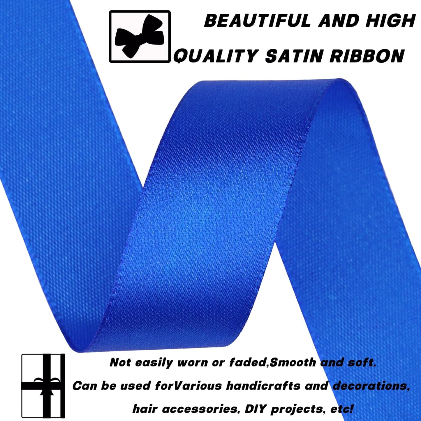 Blue Satin Ribbon 7/8 Inch 60 Yards - Single Face Polyester for Handmade Roses, Gift Wrapping, Timeless Flower, Bouquets, Wedding and Party Decoration