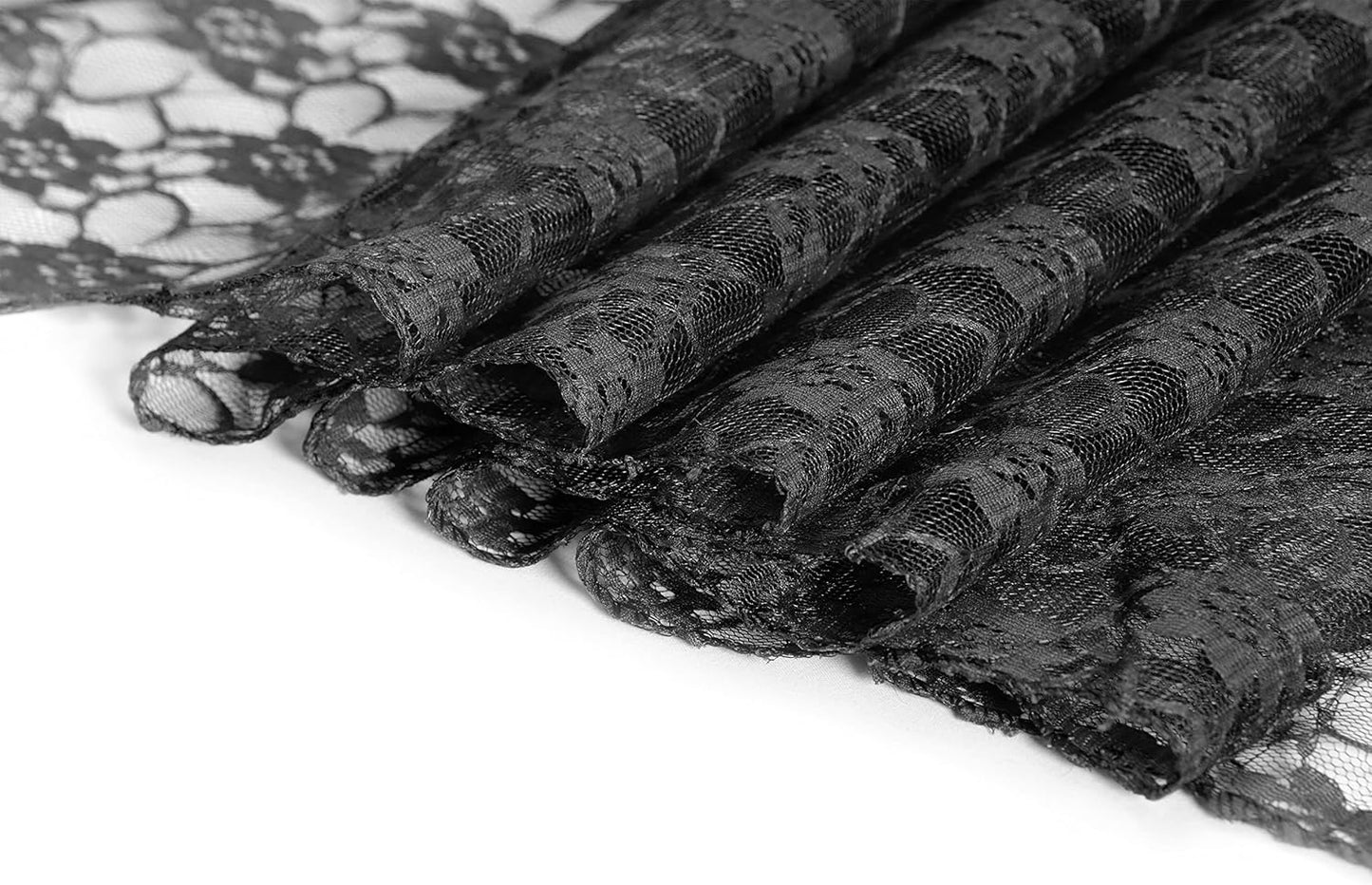 MDS Pack of 25 Wedding 12 x 108 inches Lace Table Runner for Wedding, Decorations for Birthday Parties, Banquets, Graduations, Engagements, and Runners fit Rectangle, Round Table- Black