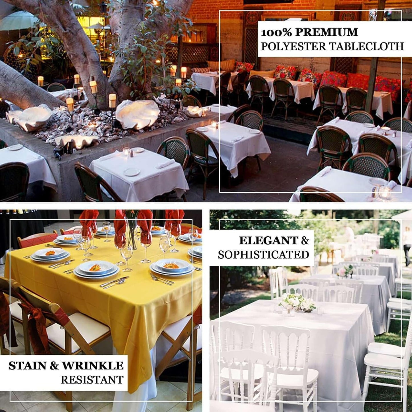 Efavormart 90" Square Polyester Table Overlay for Wedding Kitchen Dining Events - Blue
