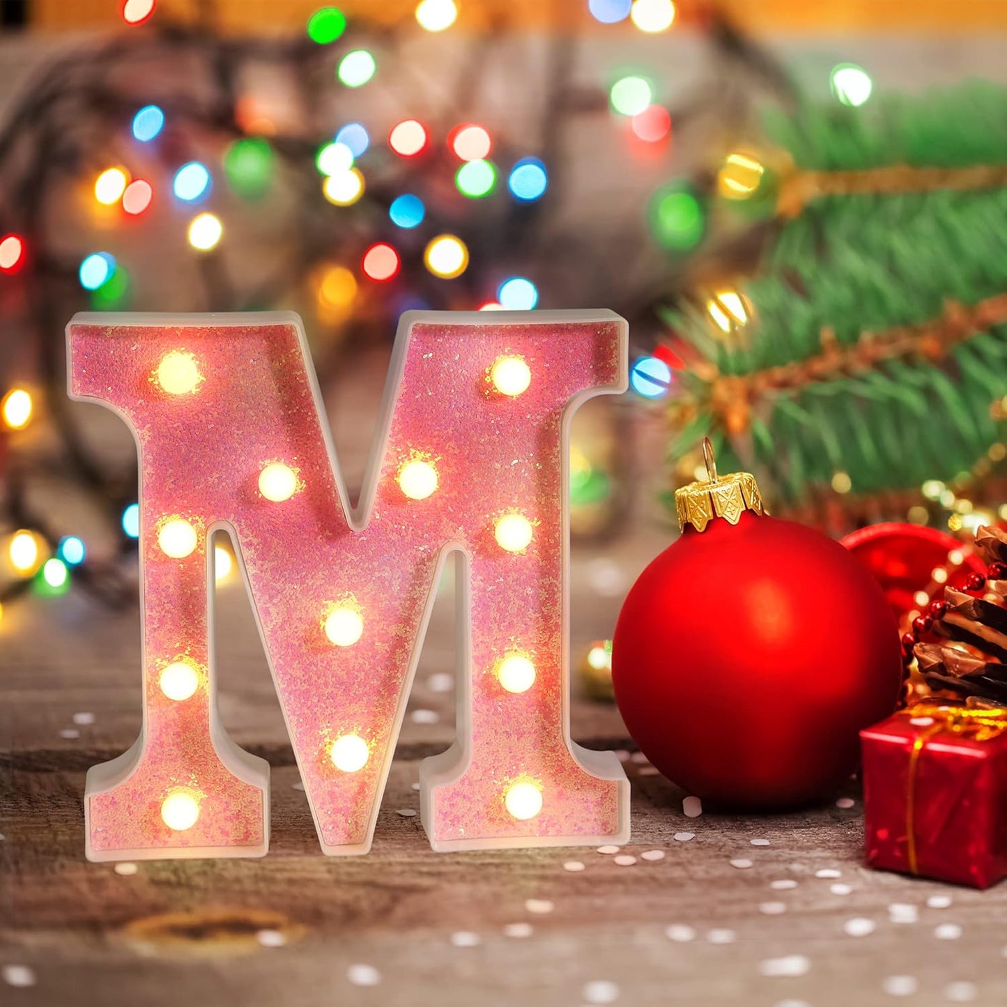 Foaky Pink Light up Letters，Pink Party Decorations,Girls Room Decor,Glitter Light Up Letters,Alphabet Letter Sign for Night Light Birthday Party Girls Gifts, Home Bar Decoration（L）