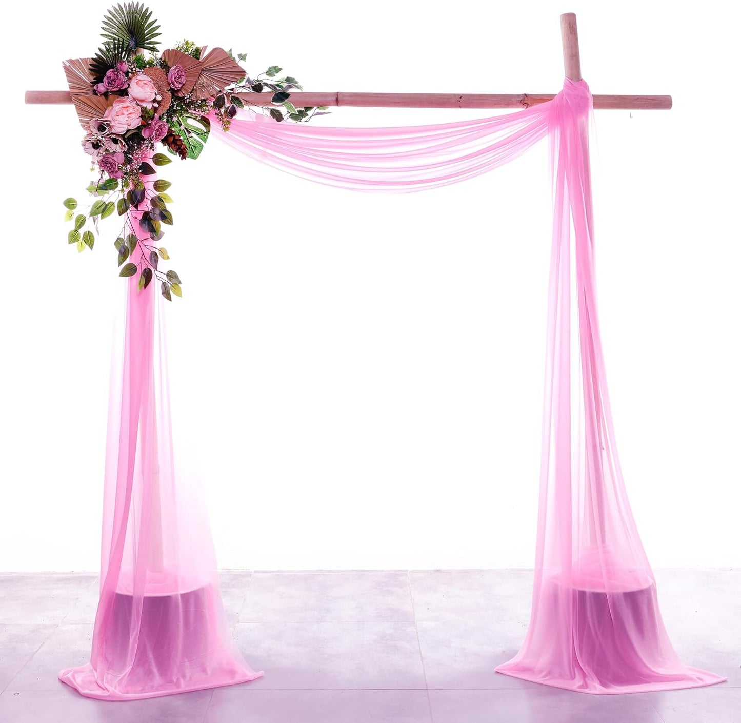VDS Pack of 1 Panel (30 Inch X 40 Feet) Wedding Arch Draping Fabric Sheer Chiffon Fabric Drapery for Wedding Ceremony Reception Swag Backdrop Canopy Chuppah ARBO Altars Decoration (Bubblegum)