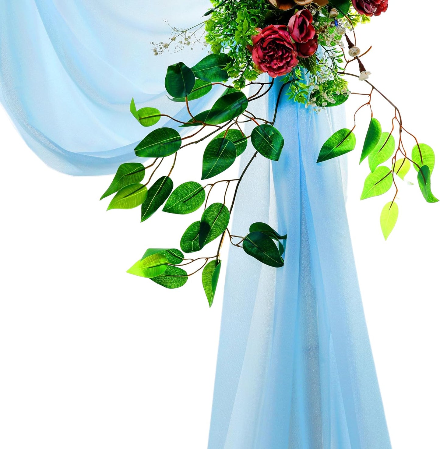 VDS Pack of 4 Panel (30 Inch X 20 Feet) Wedding Arch Draping Fabric Sheer Chiffon Fabric Drapery for Wedding Ceremony Reception Swag Backdrop Canopy Chuppah ARBO Altars Decoration (Turquoise)