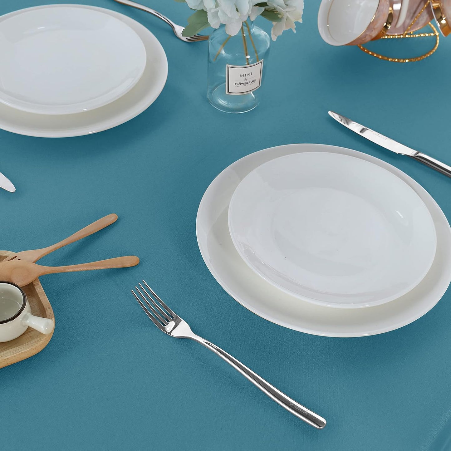 Fitable Rectangle Tablecloth Stain and Wrinkle Resistant Washable Polyester Table Cloth for Buffet Parties and Camping (60x84 inch, Teal)