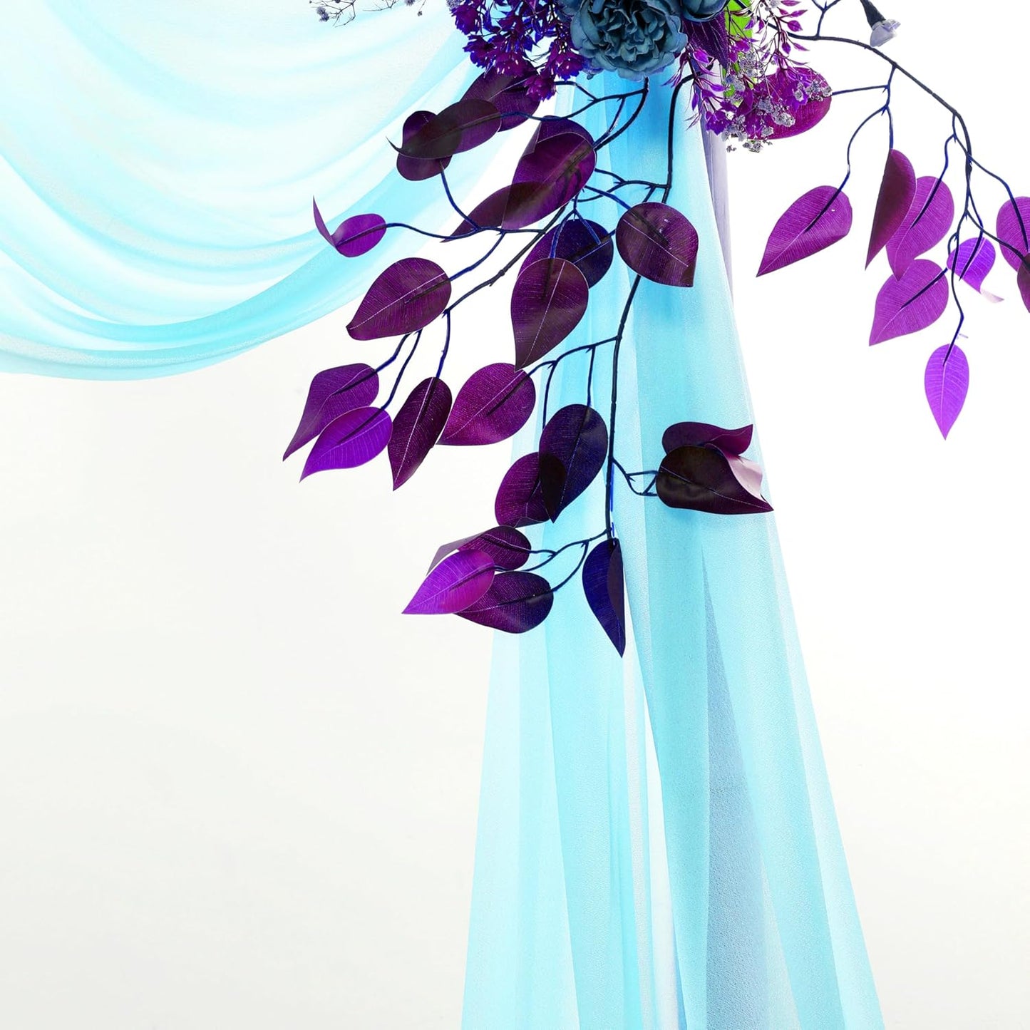 VDS Pack of 2 Panel (30 Inch X 30 Feet) Wedding Arch Draping Fabric Sheer Chiffon Fabric Drapery for Wedding Ceremony Reception Swag Backdrop Canopy Chuppah ARBO Altars Decoration (Teal)
