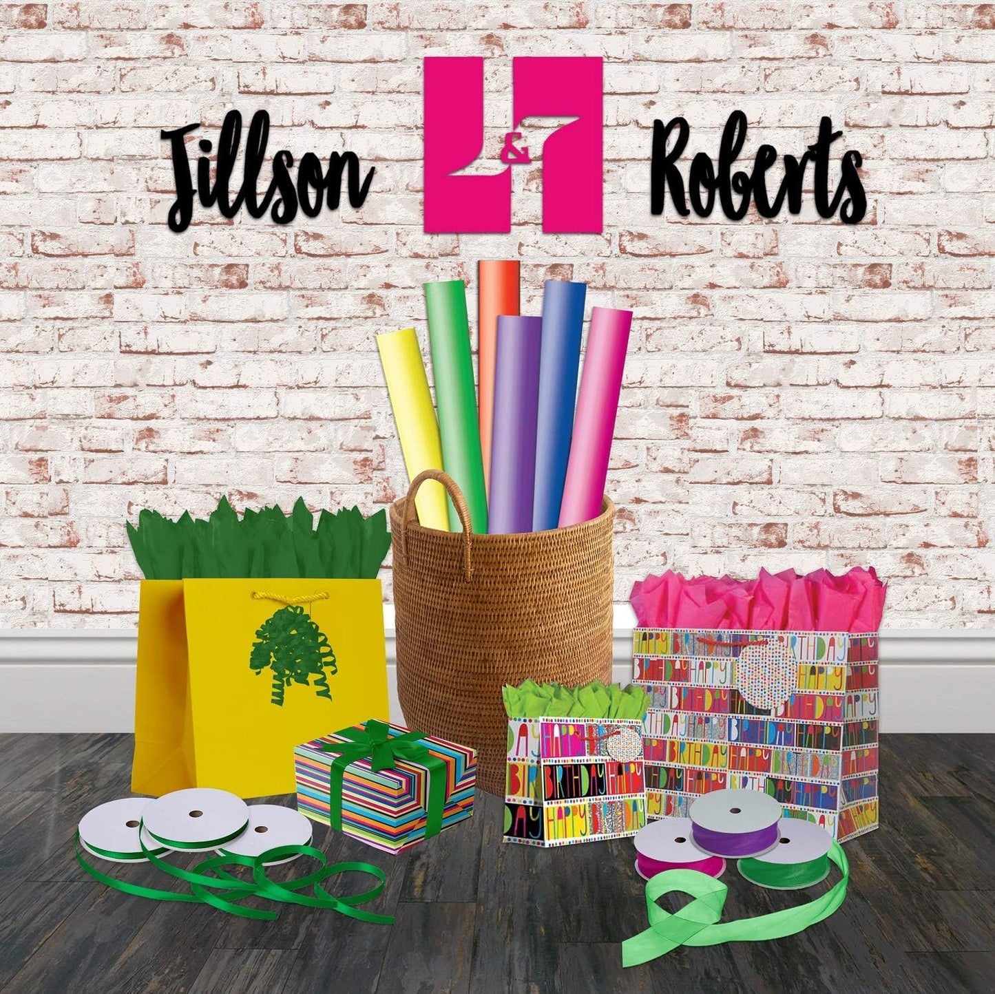 Jillson Roberts 6 Roll-Count All-Occasion Solid Color Gift Wrap Available in 10 Different Assortments, Crayon Box