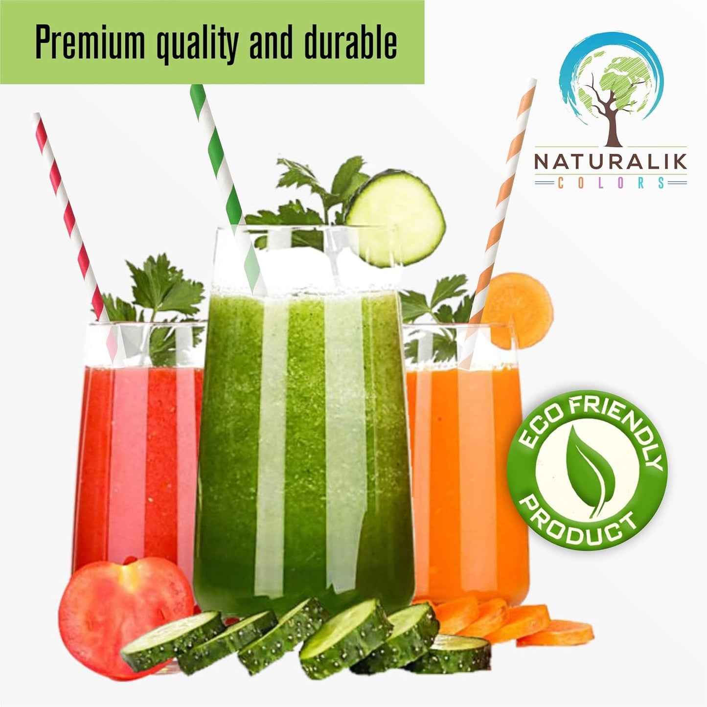300-Pack Multi-Color Extra Durable Paper Straws - Biodegradable Premium Paper Straws for Juices, Restaurants and Party Decorations, 7.7" (Multicolor, 300)