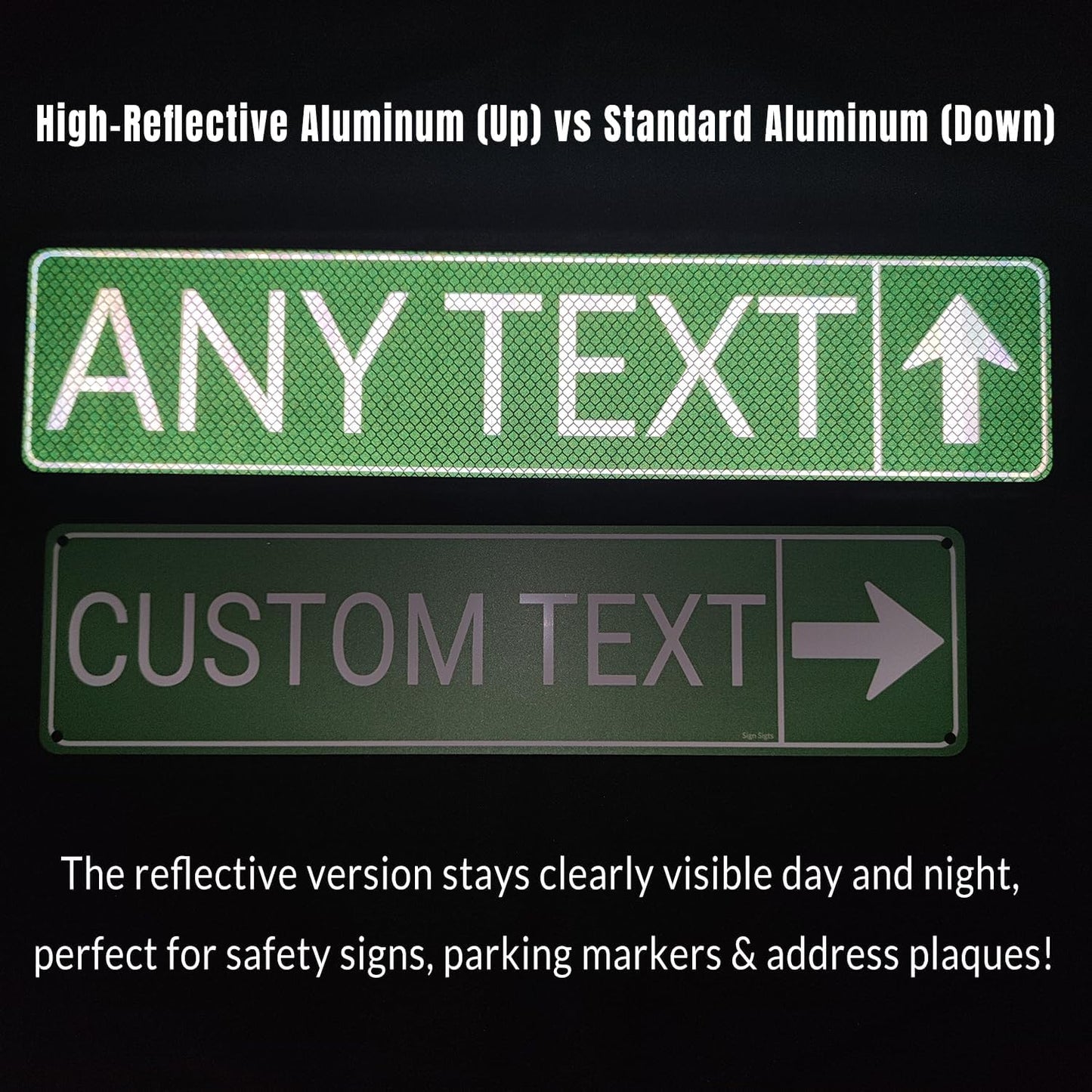 Custom Street Signs, Reflective Option, Single/Double Sided, Outdoor Metal Signs with Direction Arrow, Personalized Rust Free Aluminum, UV Protected & Weatherproof - 4x18 Inch