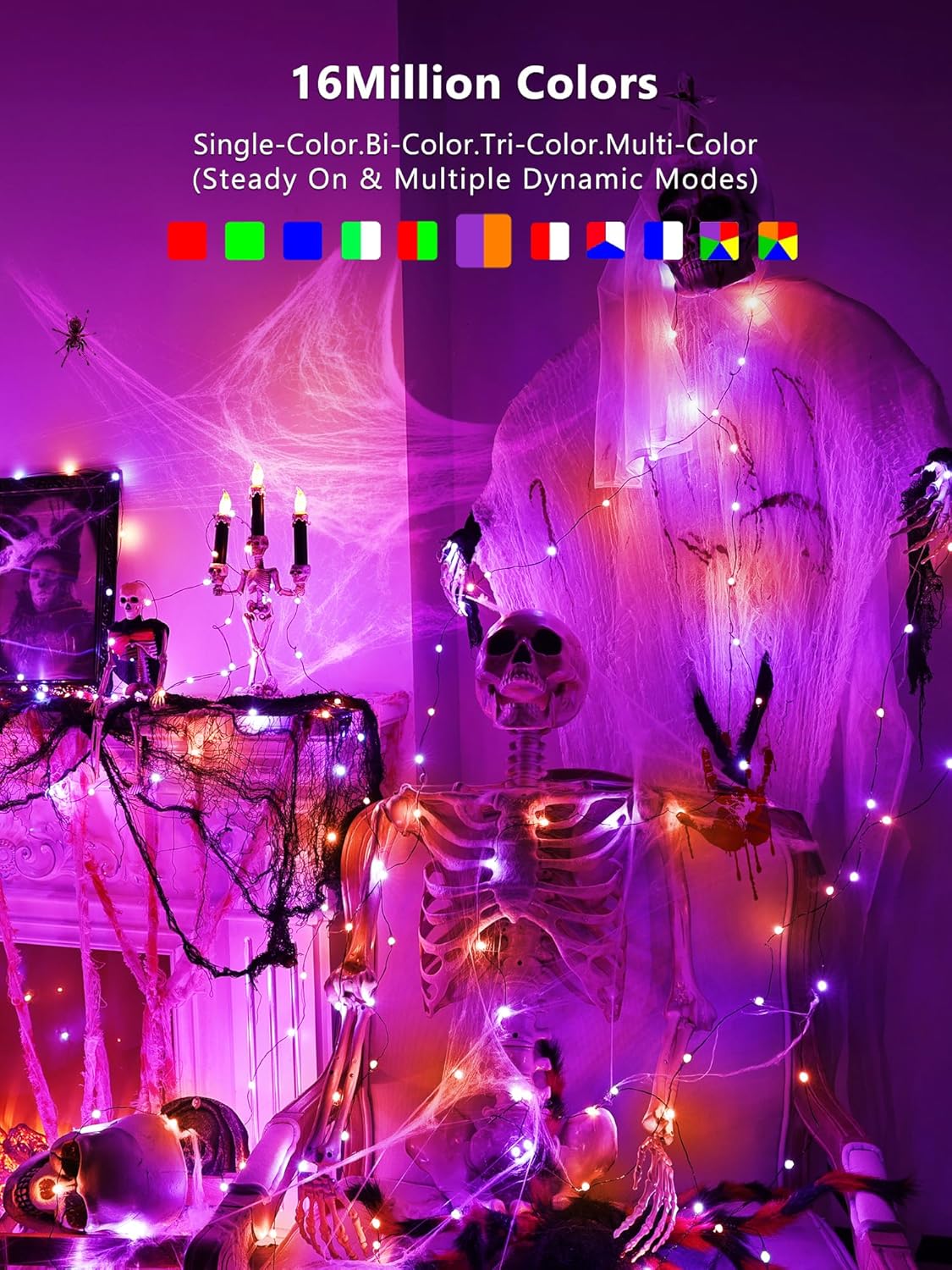 BrizLabs Smart Christmas Fairy Lights, 33ft 100 LED Color Changing Christmas Lights Work with Alexa & Google Home, Rainbow Xmas Light Dimmable Halloween Lighting Green Wire for Xmas Halloween Party