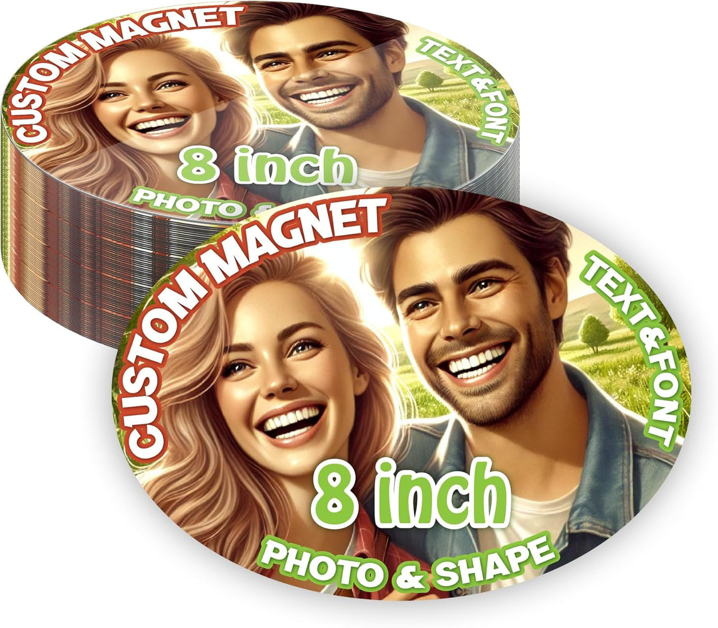 KETABAO – 8" Create Your Own Photo Oval Photo Magnet – Customized Magnetic Photo Frames for Refrigerators, Storage Cabinets and Cars