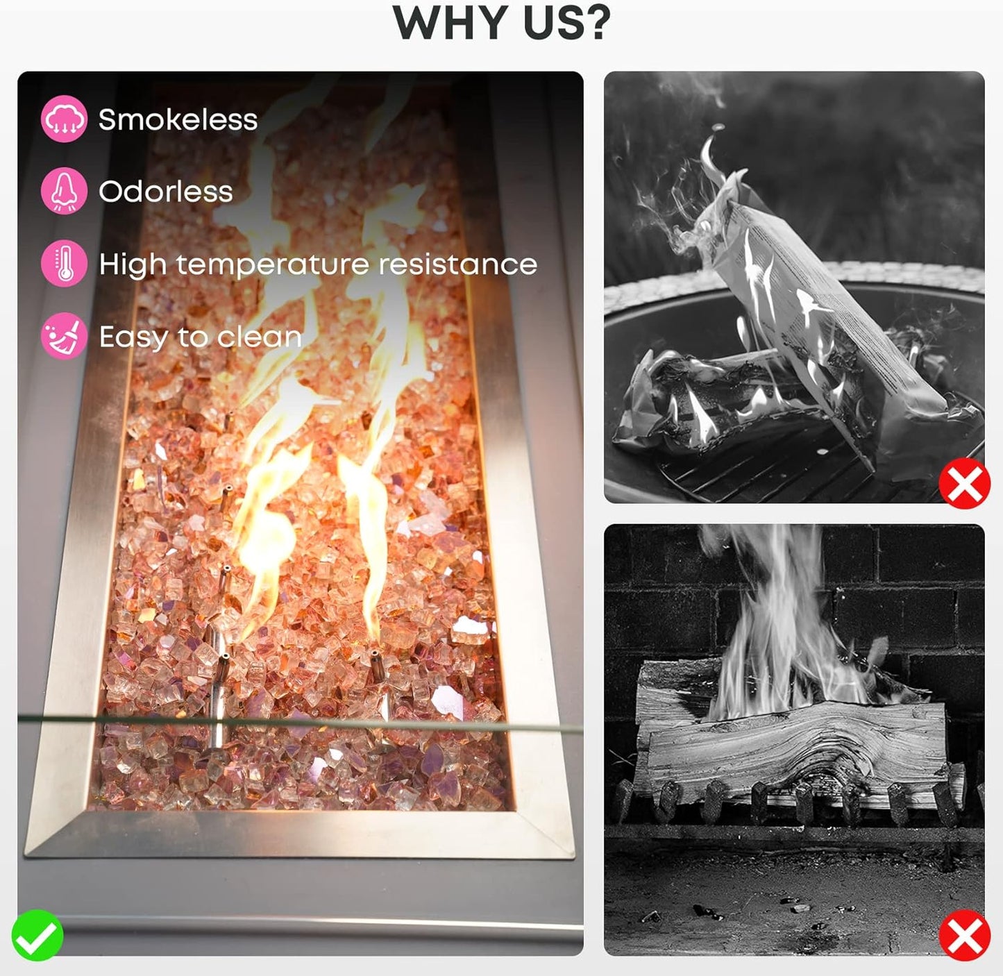 Stanbroil 10-Pound Reflective Tempered Fireplace Glass and Fire Pit Glass, Rose Gold, 1/2-Inch