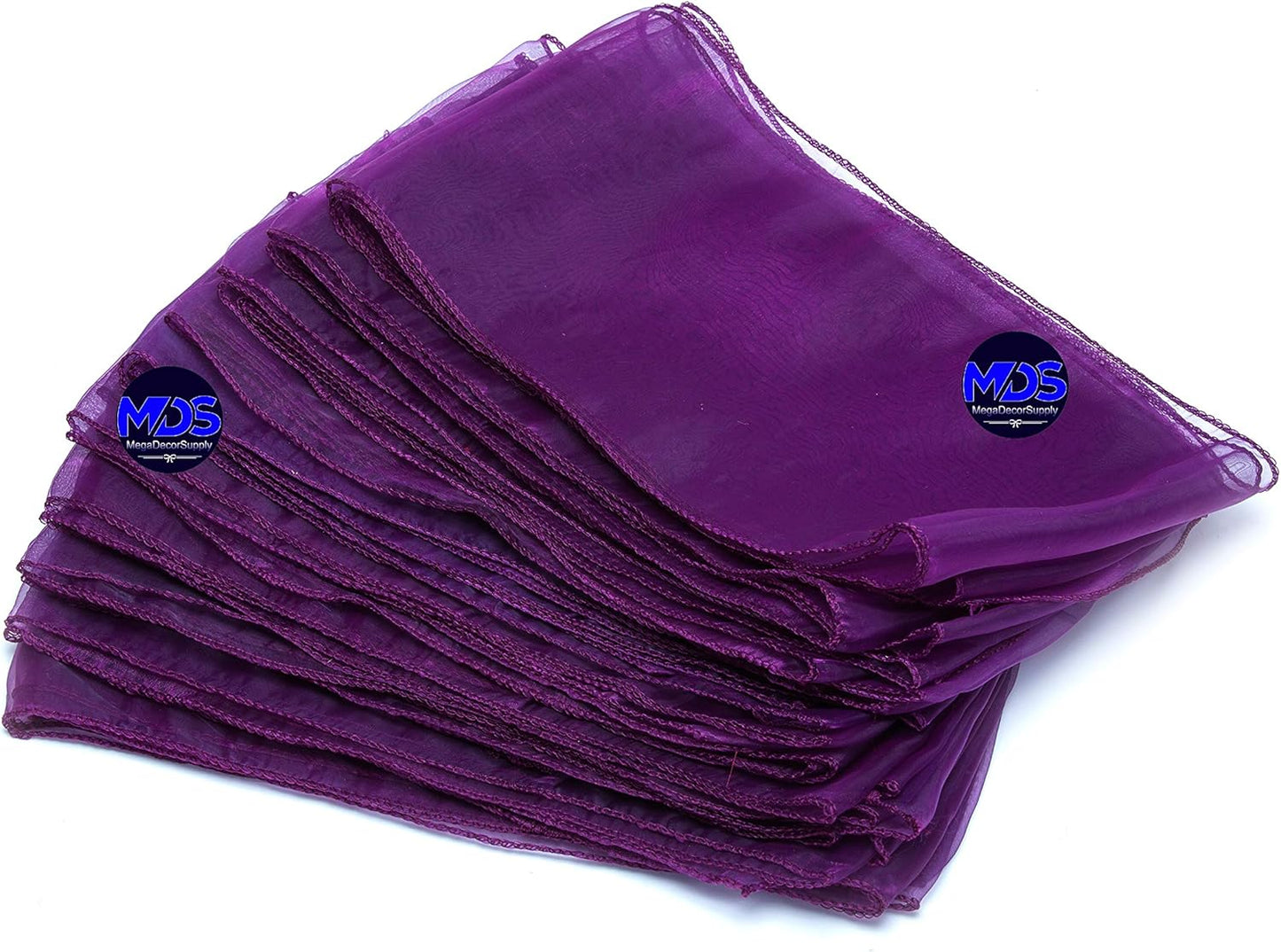 MDS Pack of 50 PCS Organza Chair Sashes Wider Dining Chair Bows Ribbon Tie Back for Wedding Party Birthday Bridal Shower Reception Event Banquet Home Chair Cover Decoration - Dark Purple