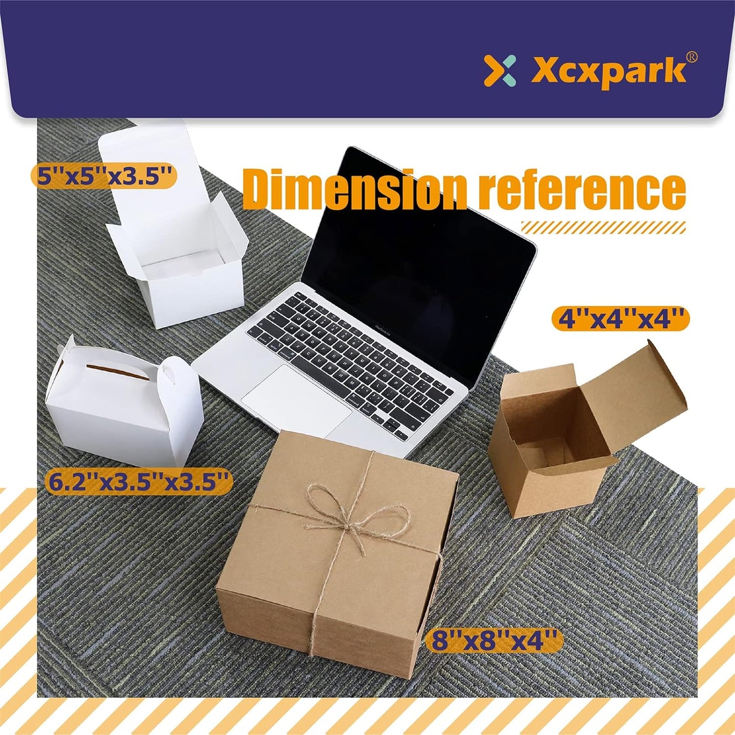 Xxcxpark 24 PCS Brown Kraft Gift Boxes 6.25x3.5x3.5, Decorative Party Favor Gift Packaging Box with Lid for DIY Crafting, Cube, Cupcake, Kraft Present Boxes for Birthday, Wedding, Anniversary