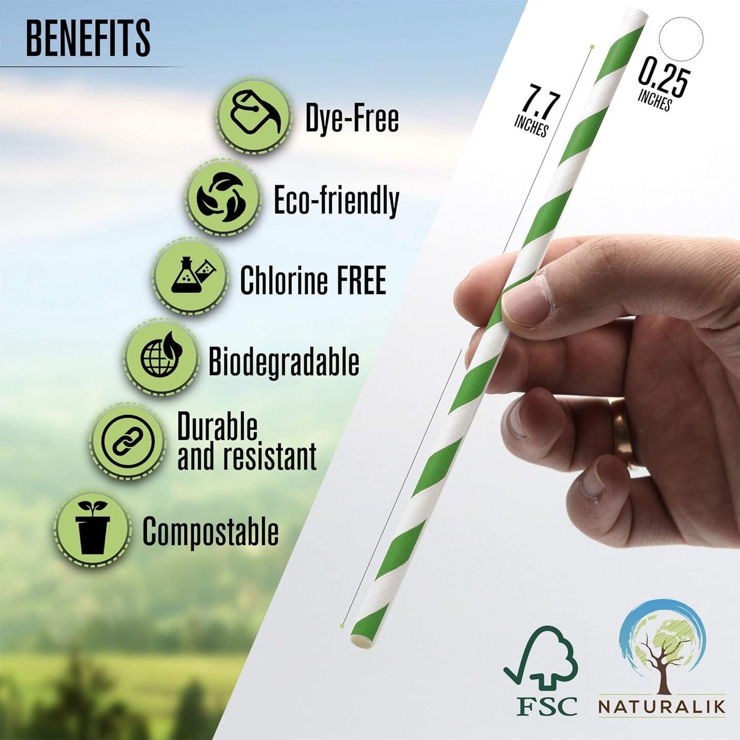 300-Pack Multi-Color Extra Durable Paper Straws - Biodegradable Premium Paper Straws for Juices, Restaurants and Party Decorations, 7.7" (Multicolor, 300)