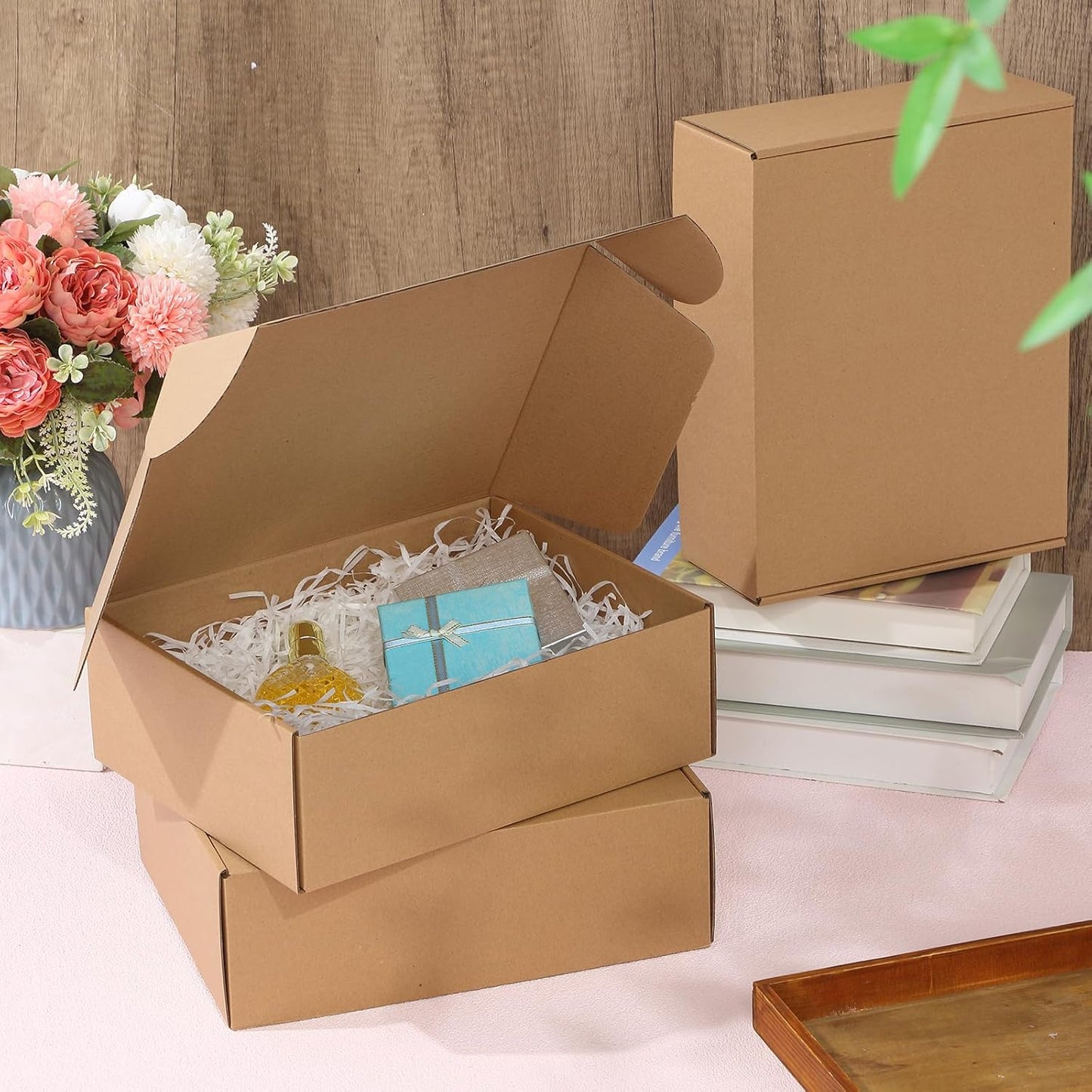 Qilery 100 Pcs Shipping Boxes Cardboard Gift Corrugated Cardboard Brown Boxes Mailer Packaging for Mailing Small Business Present (12 x 9 x 4 Inches)