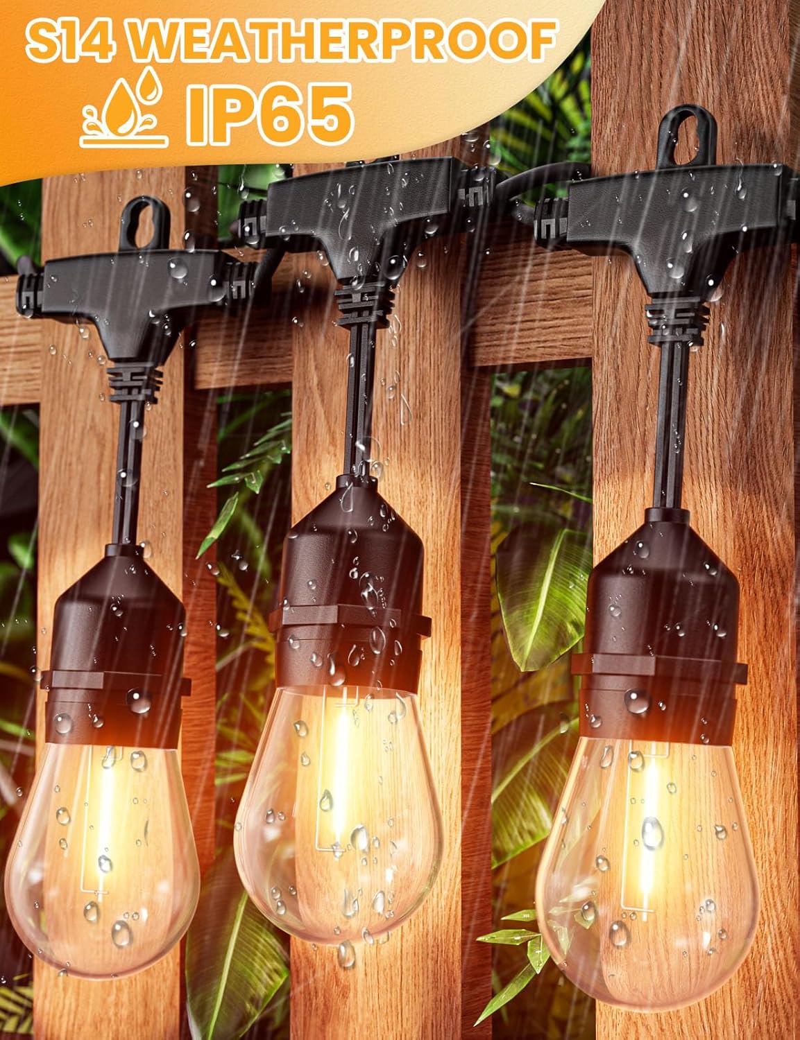 Svater Outdoor Led String Lights 25 FT, Patio Lights for Outside with 9pcs S14 Shatterproof Bulbs, 1 Watt E26 Dimmable, IP65 Waterproof, Commercial Grade Bistro Light 2700K Warm White