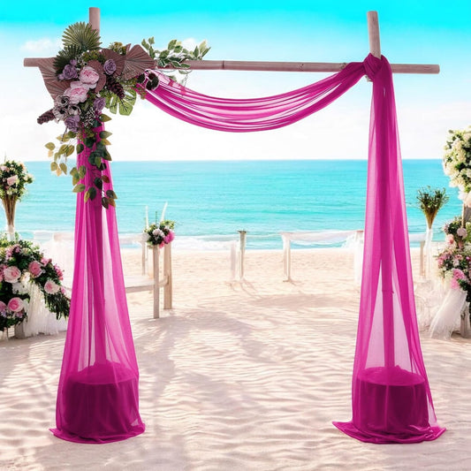 MDS Halloween Chiffon Draping Fabric - 2 Panel, 30" Wide x 20ft Long - Sheer Spooky Arbor & Canopy Drapery for Haunted House Backdrops, Party Ceilings, DIY Costumes & Themed Events - Magenta