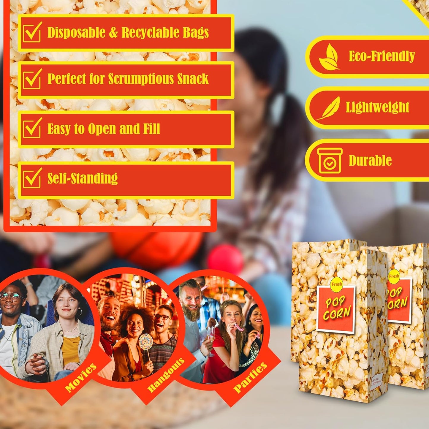 MT Products Popcorn Bags 2.5 oz. - Medium Individual Popcorn Holder - Pack of 50
