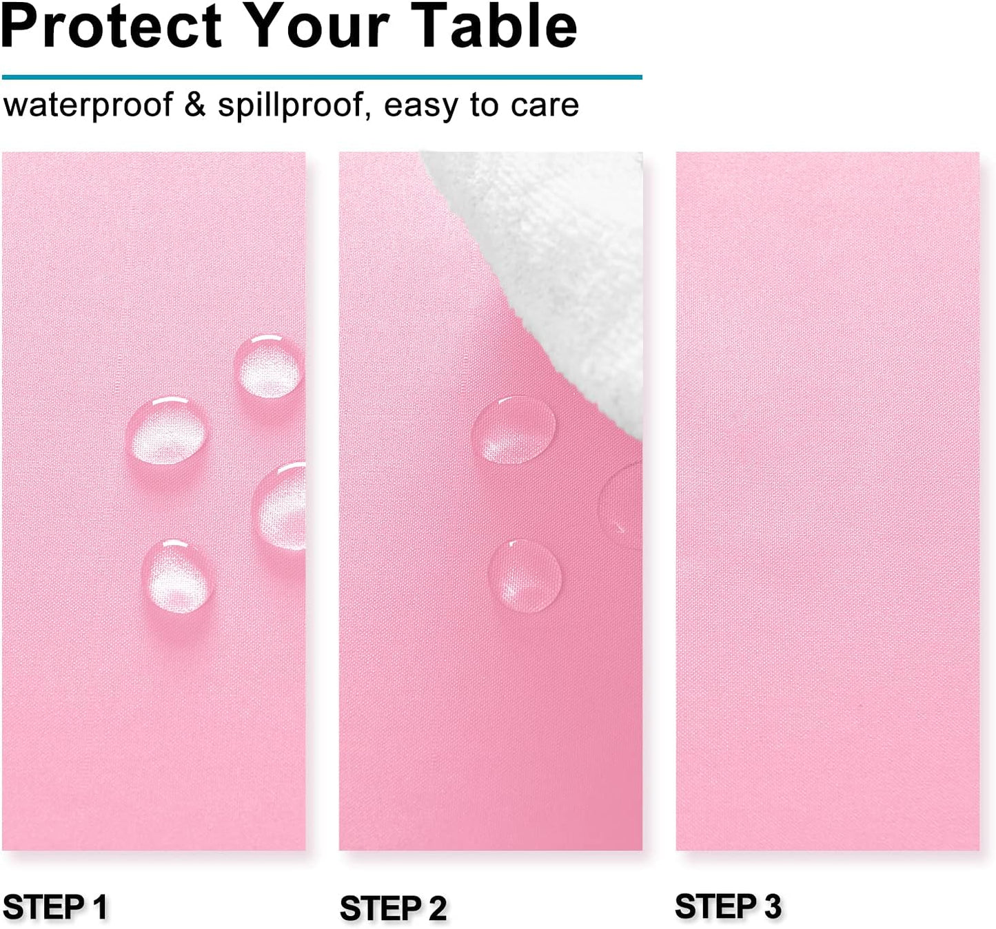 Hiasan 2 Pieces Pink Tablecloth Square - Washable Waterproof Fabric Wrinkle Resistant Table Cloth for Card Tables, Party and Dining, 54 x 54 Inch