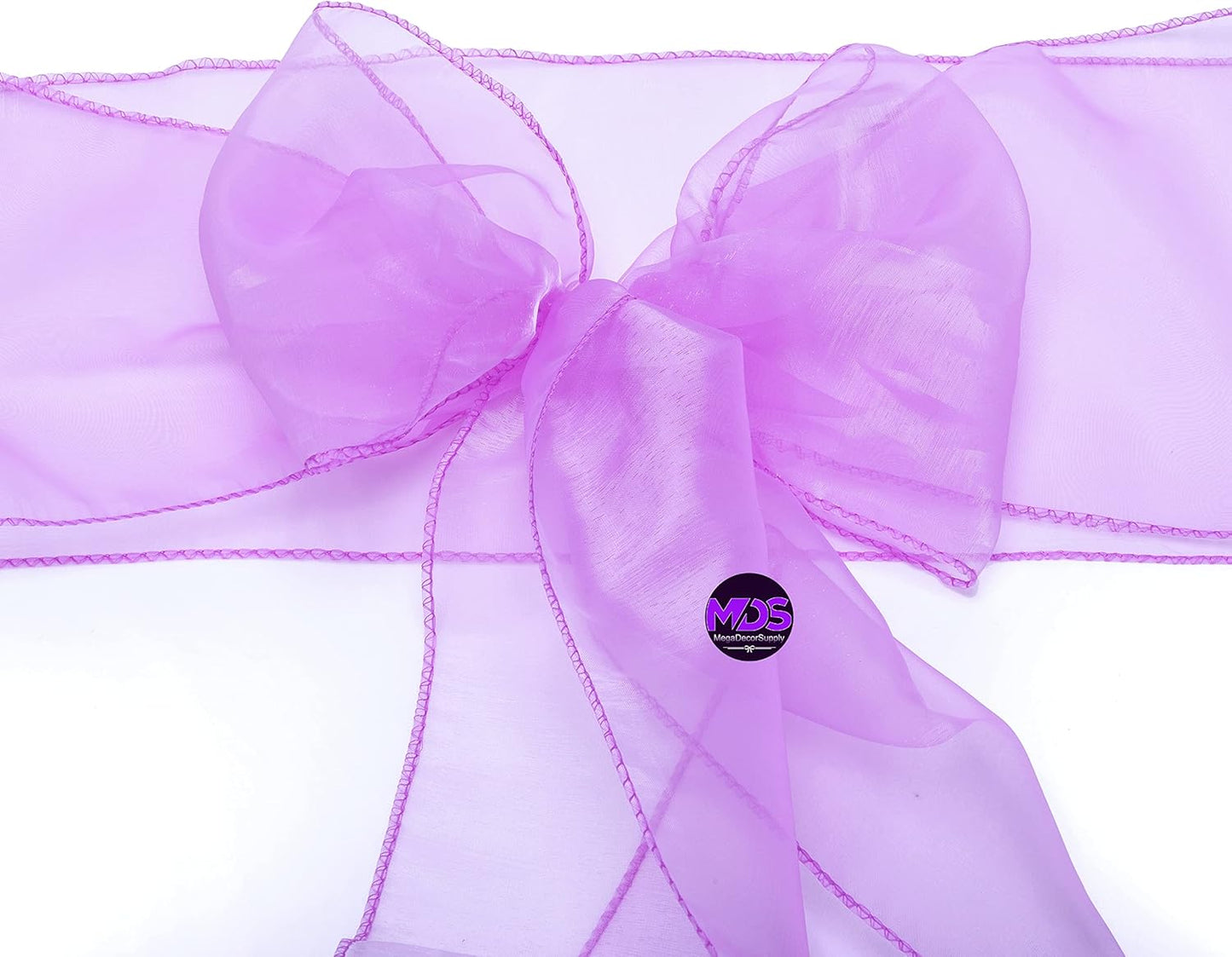 MDS Pack of 200 PCS Organza Chair Sashes Wider Dining Chair Bows Ribbon Tie Back for Wedding Party Birthday Bridal Shower Reception Event Banquet Home Chair Cover Decoration - Light Purple