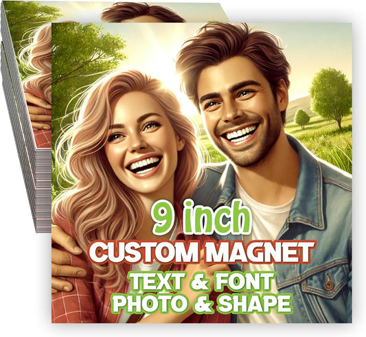 KETABAO – 9" Square Photo Magnets for Refrigerators, Cars and Offices – Customizable Magnetic Decor