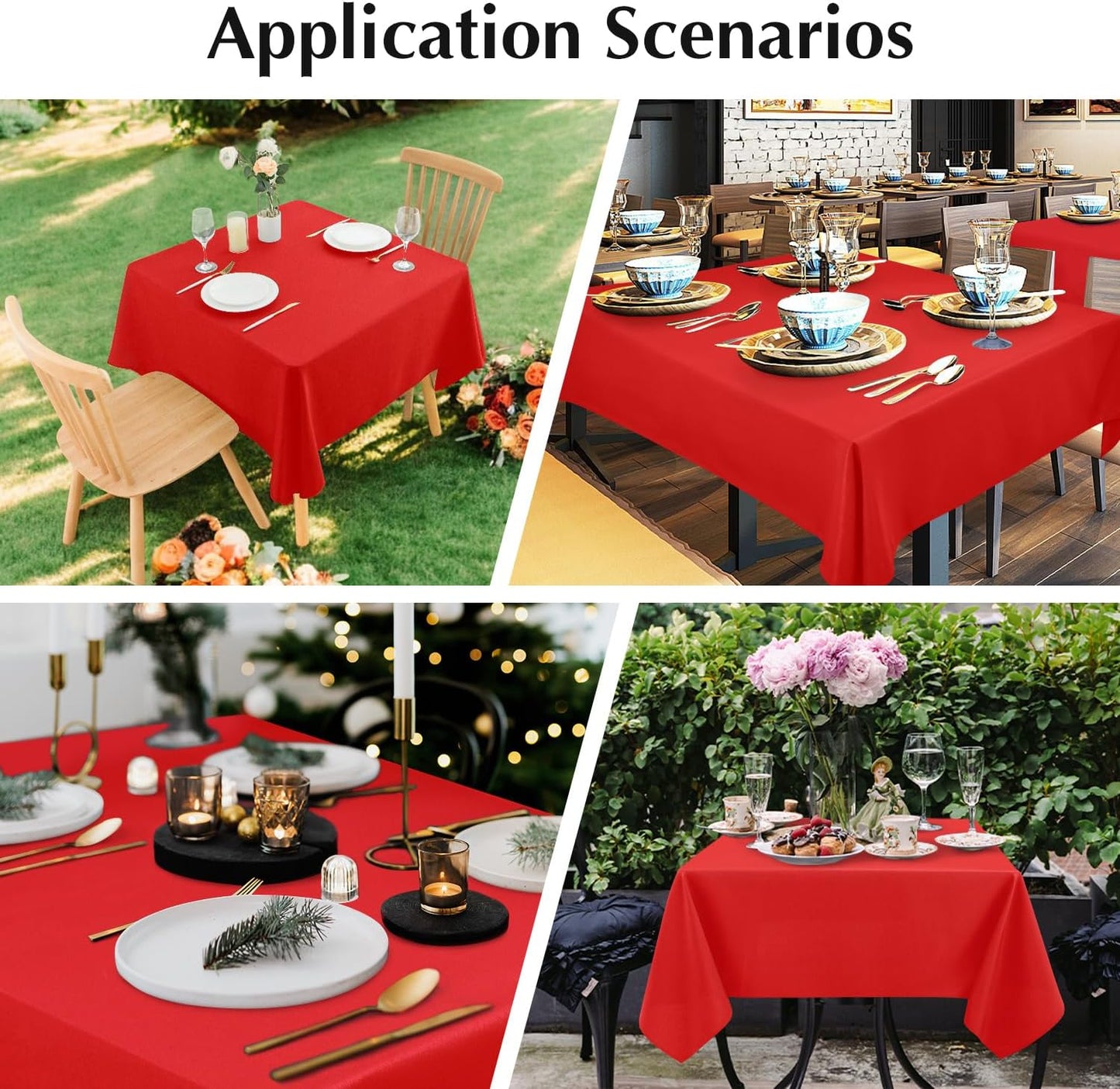 2 Pack Square Table Cloth 48X48 Inch Red Washable Fabric Tablecloth Polyester Solid Dining Table Cover for Birthday Party Dinner Holiday Outdoor Indoor