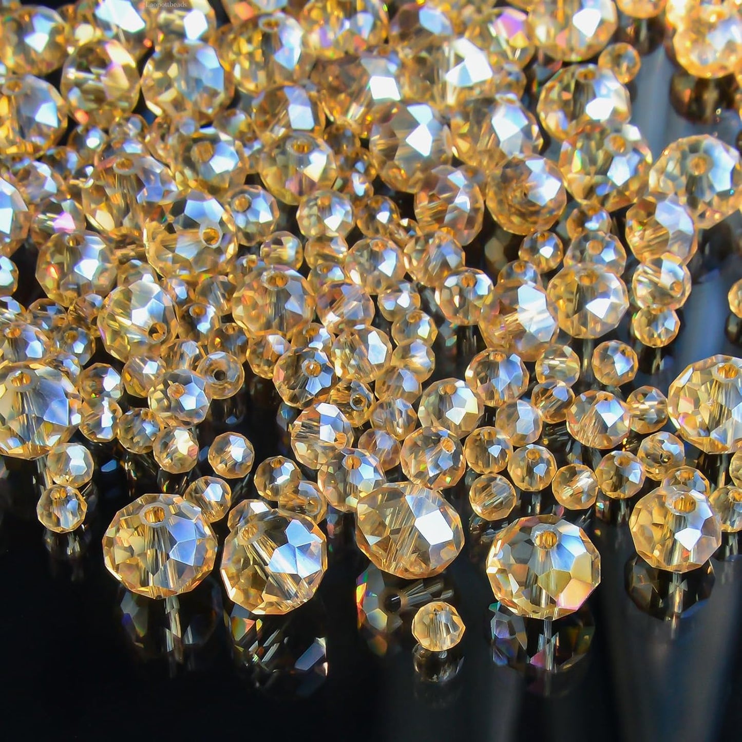 1200 Pcs 4mm Round Crystal Glass Beads for DIY Jewelry, Ideal for Bracelets, Necklaces, Pendants, and Handmade Craft Projects(Gold Champagne)