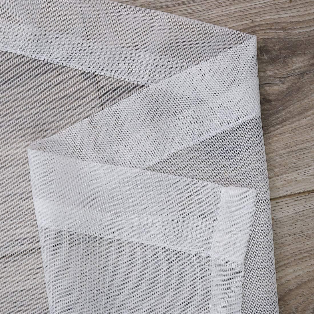 78" Vintage Sheer Voile Elegant Linen Fabric Touch Rod Pocket Tulle Backdrop Curtains Door Curtain for Farmhouse Bedroom Living Room Modern Drapes Decor, 2 Panels, 78 inch Length, White