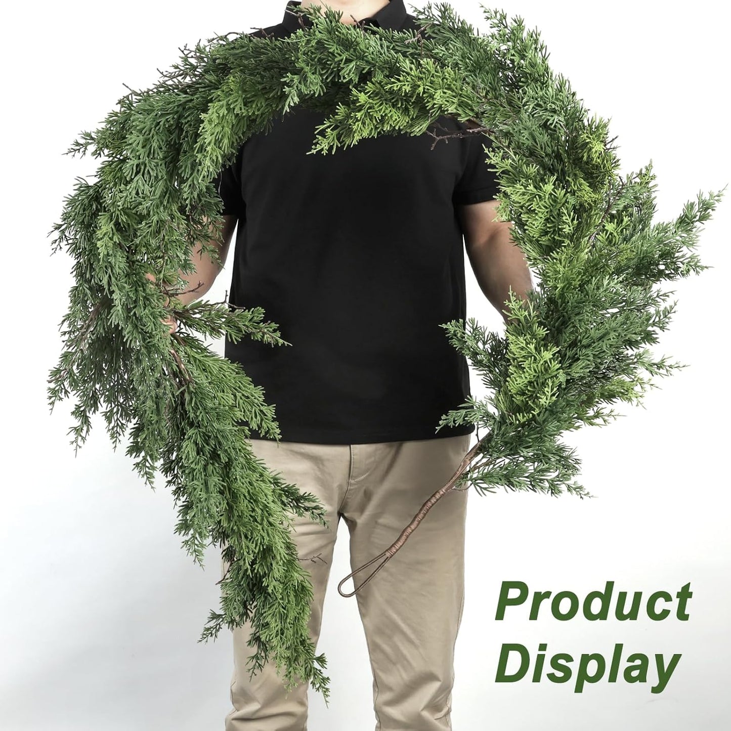 Artgar 16 Ft Christmas Garland - Cedar Garland - Cypress Garlands - Real Touch Pine Garlands - Garland Christmas Decorations for Home Dining Table Mantel Porch Winter Christmas Decor