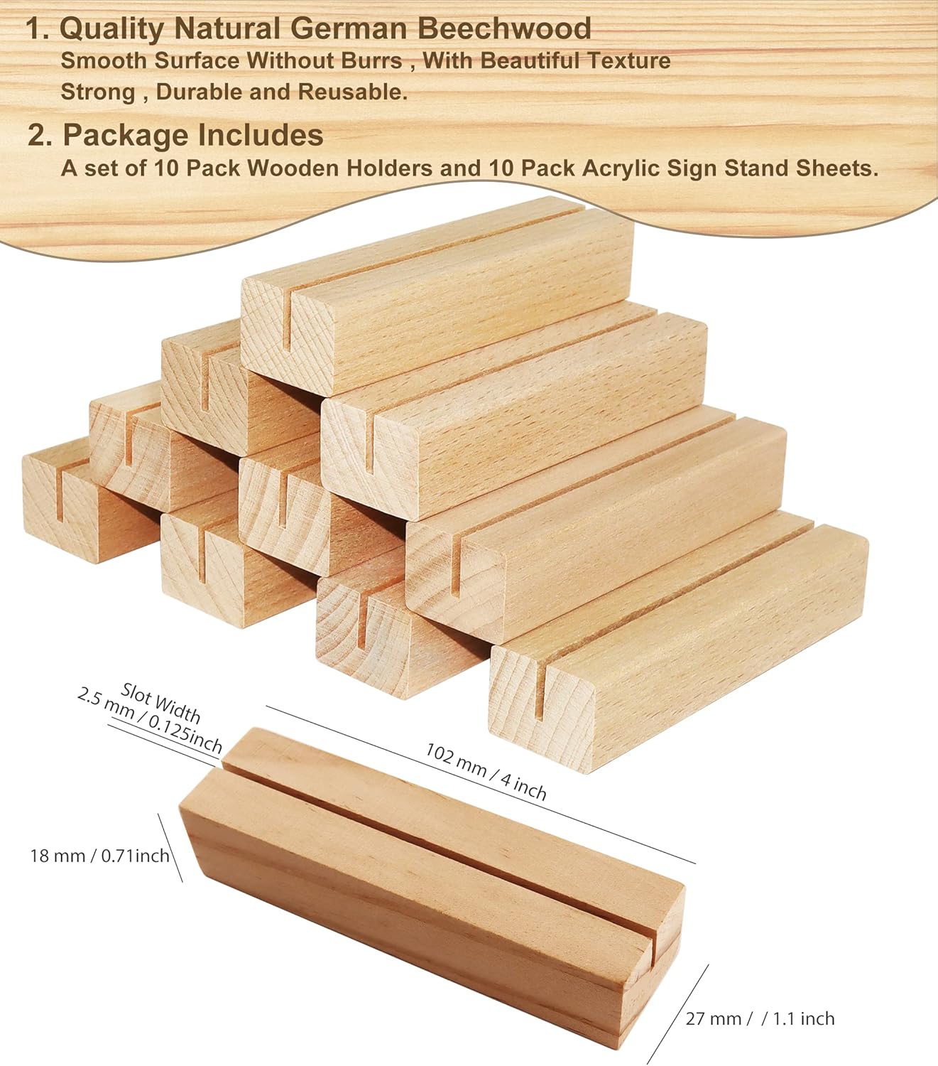 Frosted Blank Arch Acrylic Sign with Wooden Stands - 10 Pack DIY Customizable Sign Kit for Wedding Table Numbers, Restaurant Party Bridal Shower (4x6 Inch)