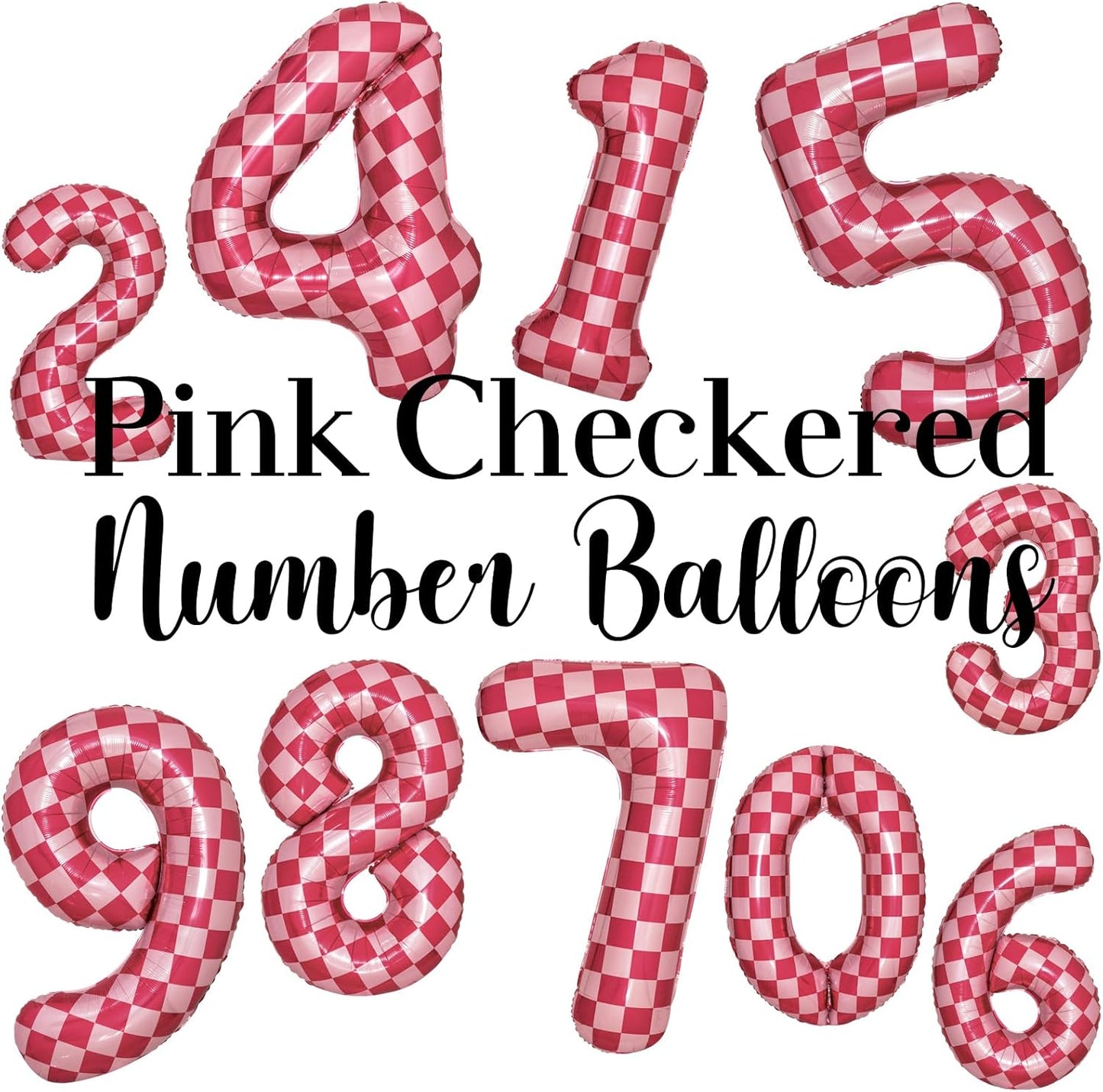 40 Inch Pink Checkered 6 Balloon Large Hot Pink Number Balloons for Girls 6th Birthday Decorations Pink Number 6 Balloon