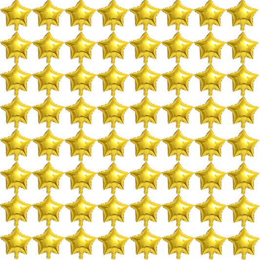 50 Gold Star Balloons - 5" Small Gold Foil Star Mylar Balloons for Party Decorations