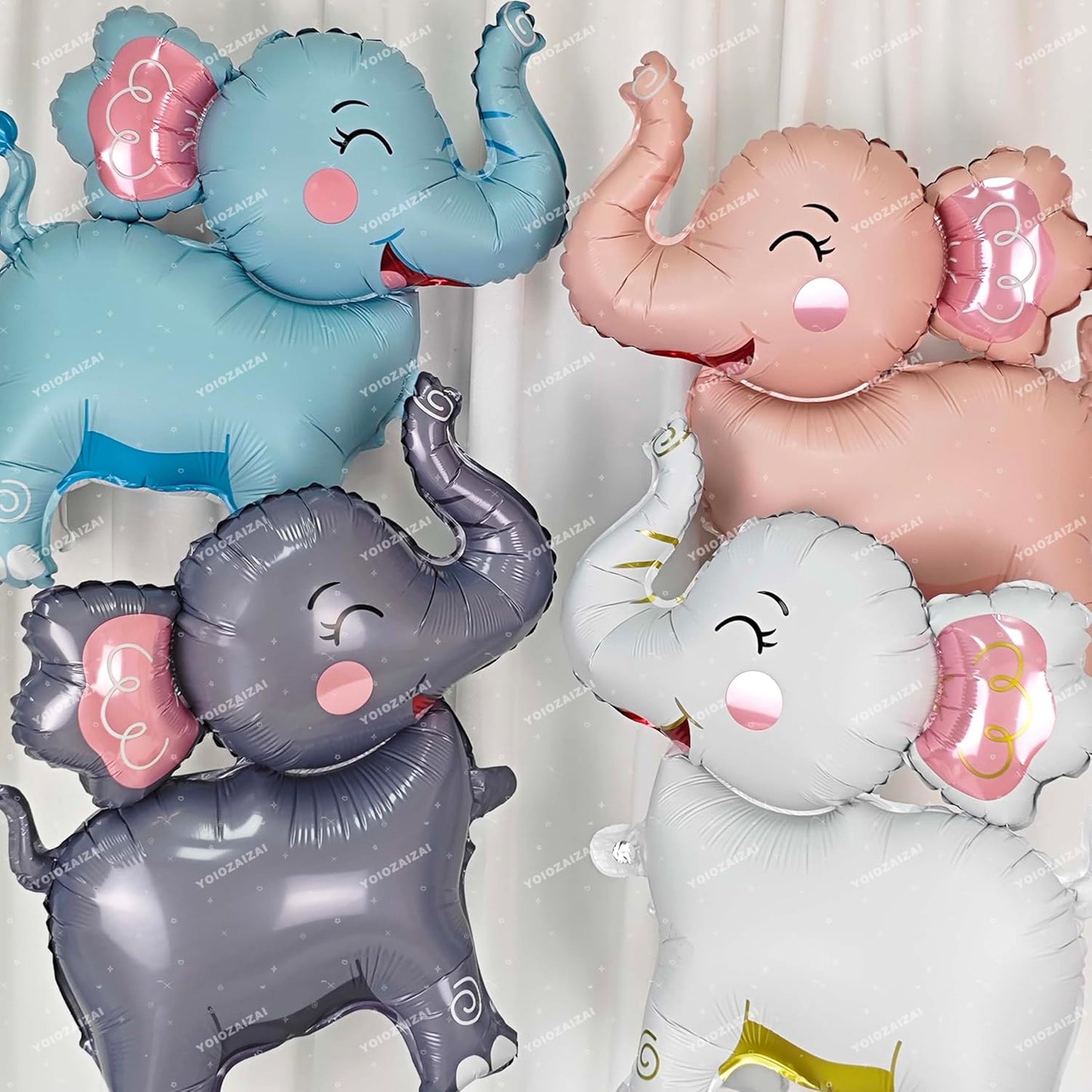 2PCS Matte self-standing elephant animal balloon 3D Jungle Large Elephant Foil Balloons For Kids safari themed birthday party gender indication baby shower Decor supplies Pink
