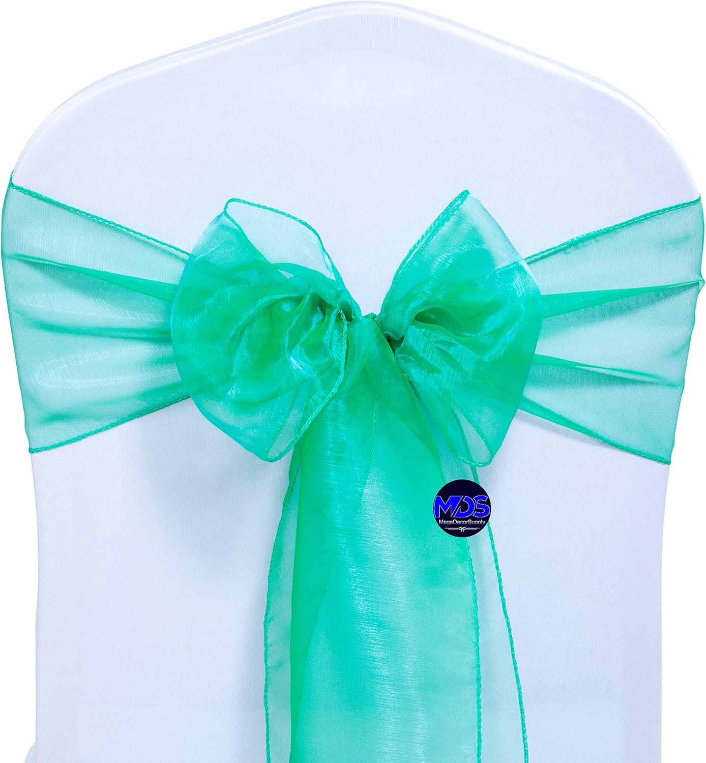 MDS Pack of 125 PCS Organza Chair Sashes Wider Dining Chair Bows Ribbon Tie Back for Wedding Party Birthday Bridal Shower Reception Event Banquet Home Chair Cover Decoration - Green
