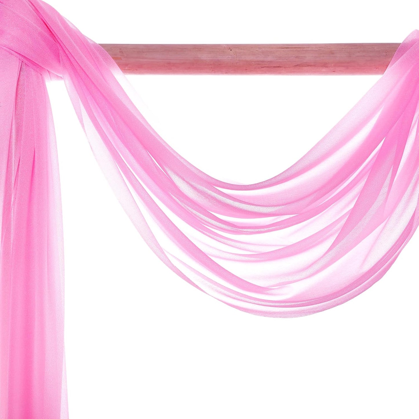 VDS Pack of 4 Panel (30 Inch X 20 Feet) Wedding Arch Draping Fabric Sheer Chiffon Fabric Drapery for Wedding Ceremony Reception Swag Backdrop Canopy Chuppah ARBO Altars Decoration (Bubblegum)