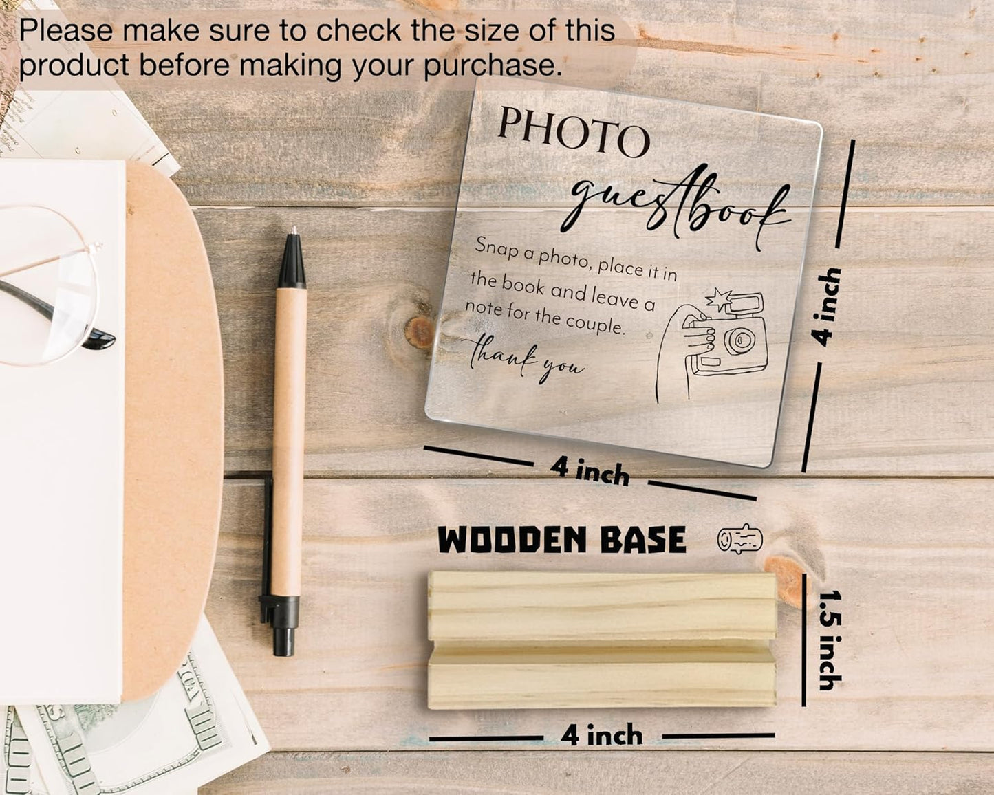 Photo Guest Book Sign, Wedding Decor, Acrylic Wedding Signs, Guest Book Signs forWedding, WeddingGuest Books SignAcrylic Plaque Sign with Wood Stand for WeddingDecorations for Reception