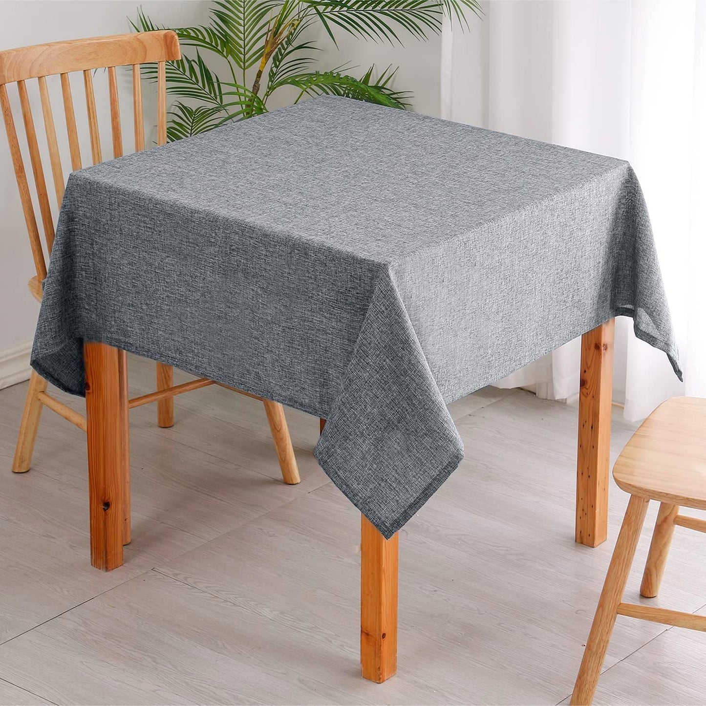 Hiasan 2 Pack Faux Linen Square Tablecloth - Wrinkle and Stain Resistant Washable Table Cloth for Kitchen Dining Room Holiday Table Cover for Party Dinner, Grey, 54 x 54 Inch