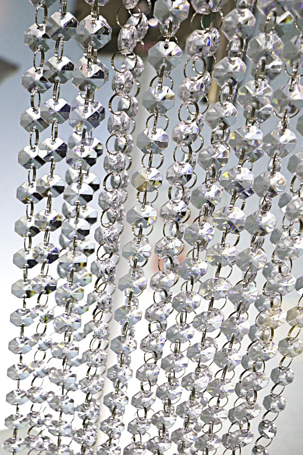 Crystal Acrylic Gems Bead Garland Strands, KinHom 16 Feet Hanging Clear 14mm Daimond Beads Chain Garlands for Manzanita Tree Centerpiece, Chandelier Bead Lamp Chain, Christmas/Wedding Party Decoration