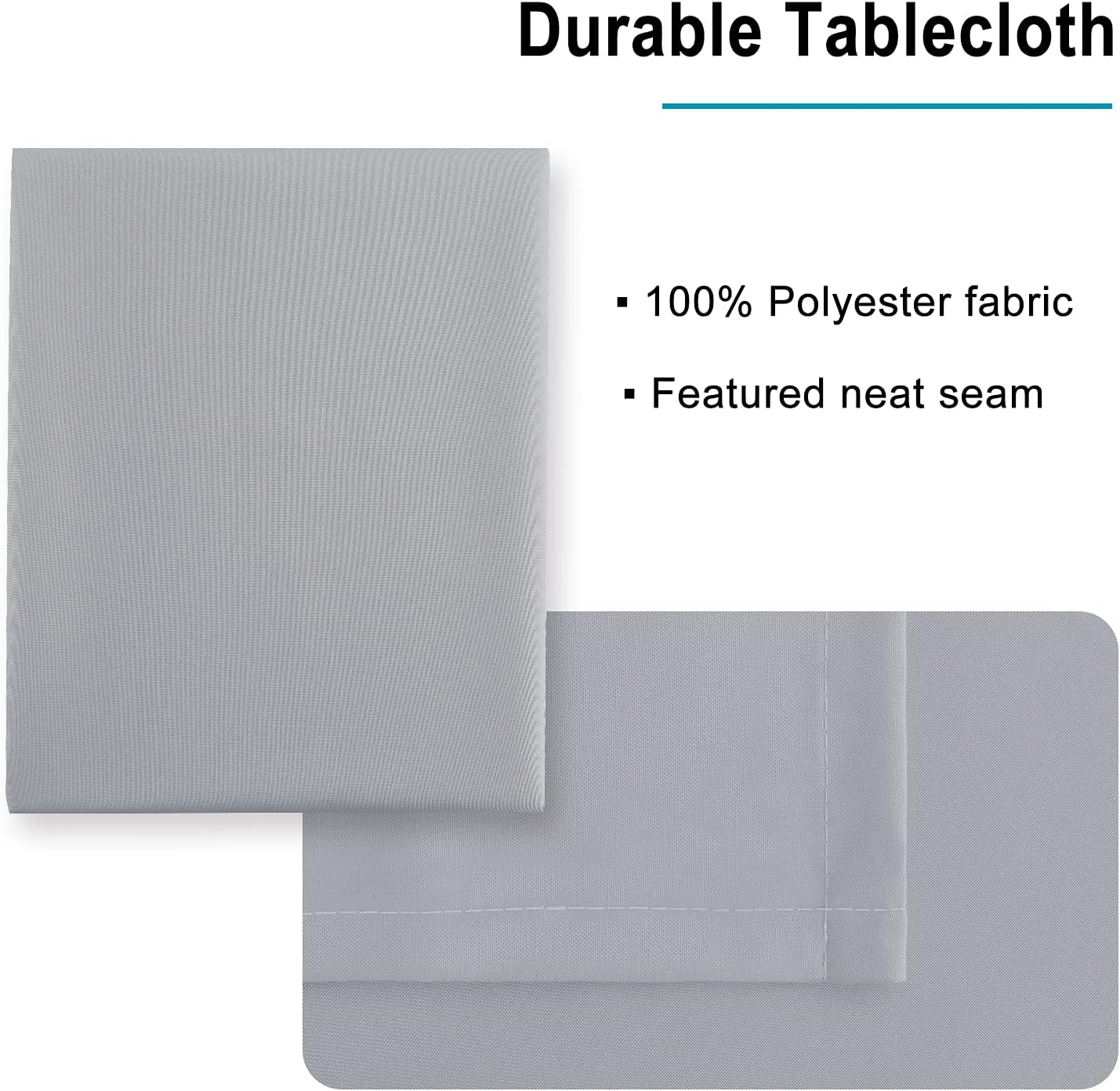 Hiasan Silver Grey Rectangle Tablecloth - Waterproof and Spillproof Washable Fabric Table Cloth for Dining Room Kitchen Party and Outdoor, 60 x 84 Inch