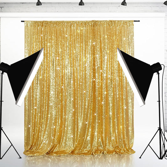 Eternal Beauty Gold Sequin Backdrop, 20x10 Ft Glitter Background Curtains for Shimmer Photography Party Wedding Birthday Back Drop Decor