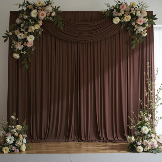 10 ft x 10 ft Wrinkle Free Brown Backdrop Curtain for Parties, Wedding Brown Photo Backdrop Drapes, Fabric 2 Panels 5x10ft for Baby Shower Photoshoot Engagement Birthday Photography Background