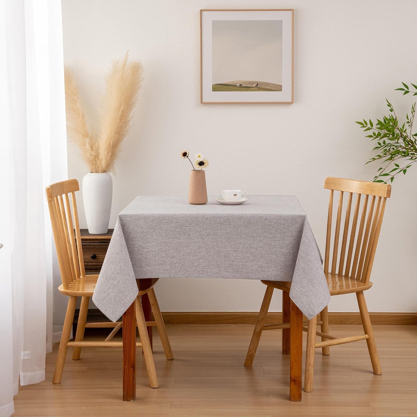 Hiasan 2 Pack Faux Linen Square Tablecloth - Wrinkle and Stain Resistant Washable Table Cloth for Kitchen Dining Room Holiday Table Cover for Party Dinner, Stone, 30 x 30 Inch