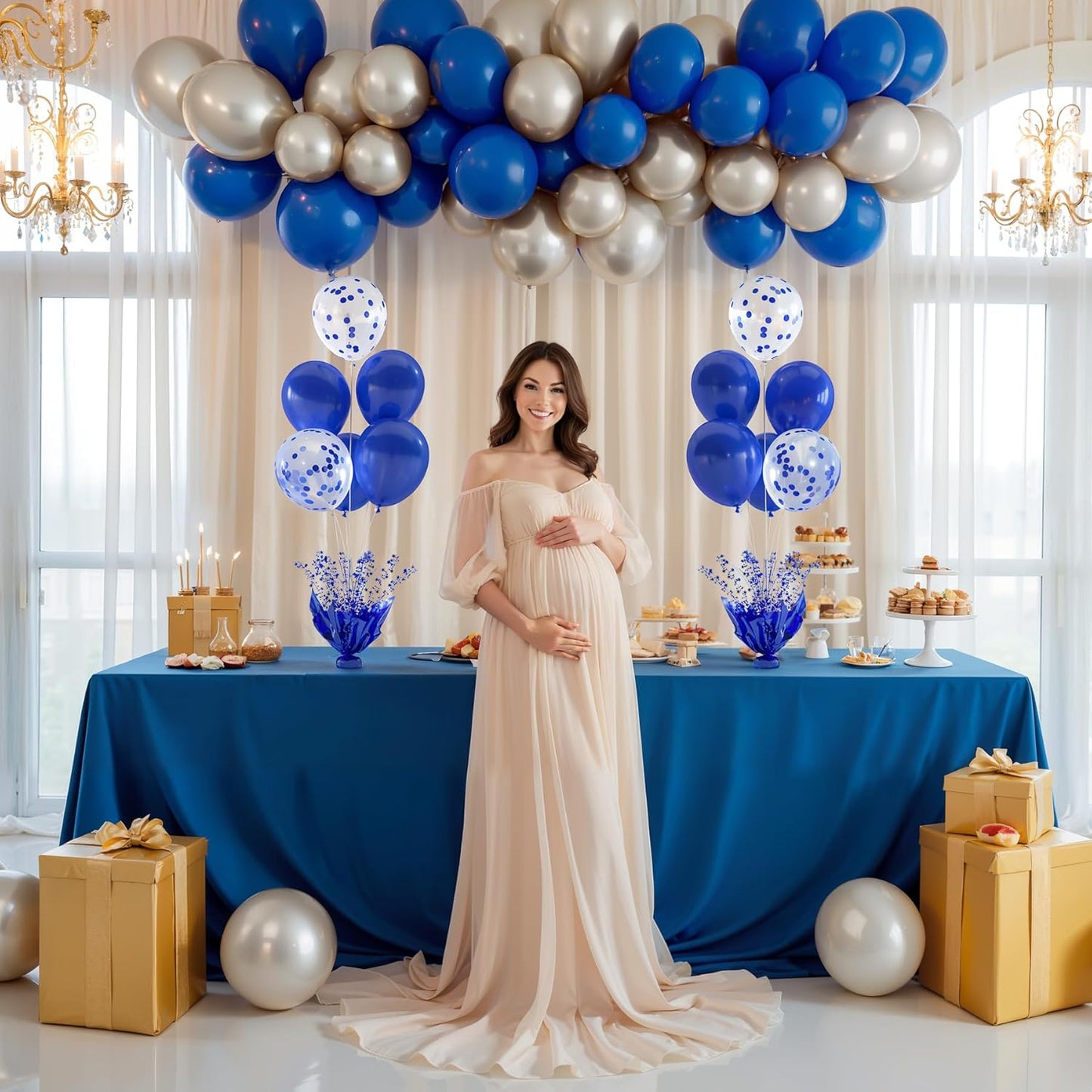 2 Set Blue Balloon Table Centerpieces for Birthday Parties, Balloon Stand Kit with Blue Balloons for Table Decoration