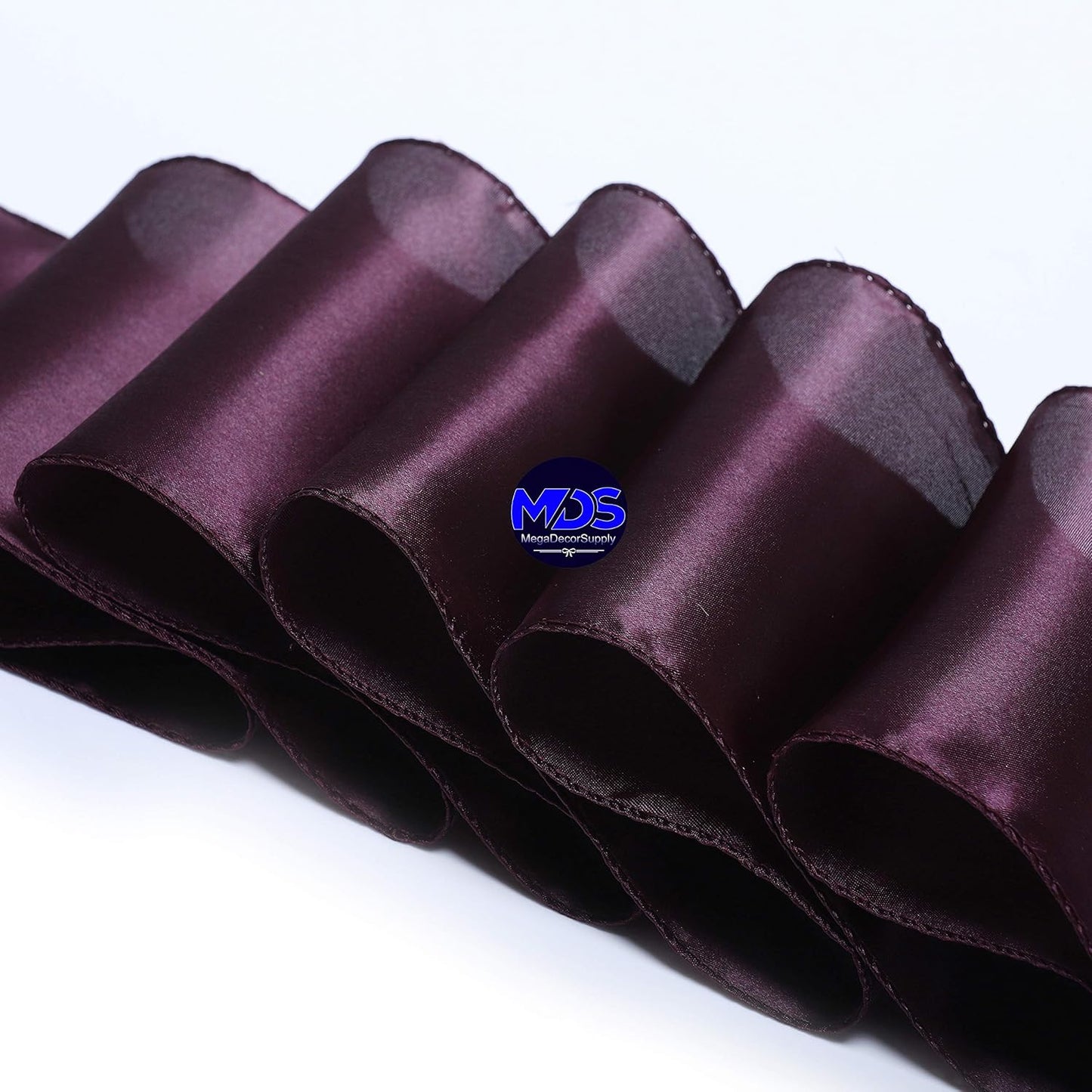 MDS Pack of 75 PCS Satin Chair Sashes Charmeuse Sateen Dining Chair Bows Ribbon Ties Back Sash for Wedding Party Birthday Home Hotel Restaurant Banquet Decoration (7 x 108 Inch, Plum)