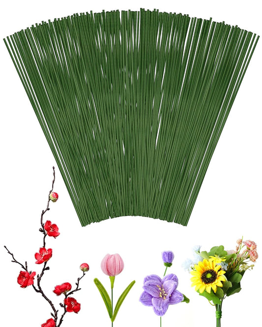 100 PCS FIVEIZERO 18 Gauge Green Floral Wire Stems for Artificial Flower Making,Florist Wire,Flower Wires for Crafts,Alambre para Flores for Wreaths, Flower Arrangements and DIY Projects