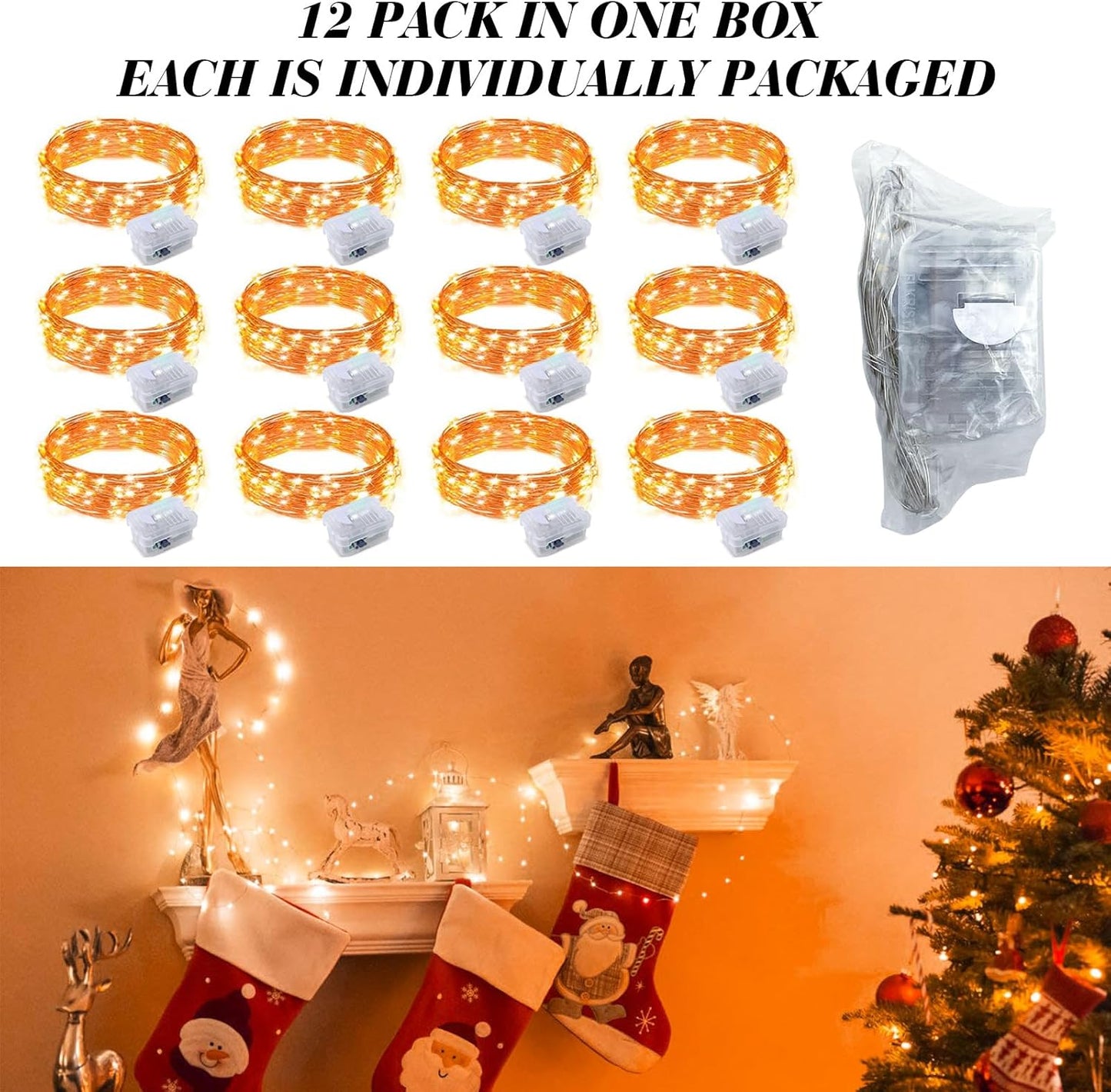 ZGWJ 100 Pack Fairy Lights Battery Operated, 7ft 20 Mini LED Fairy String Lights Silver Wire 3 Modes for DIY, Parties, Wedding, Bedroom, Halloween Christmas Decoration Orange