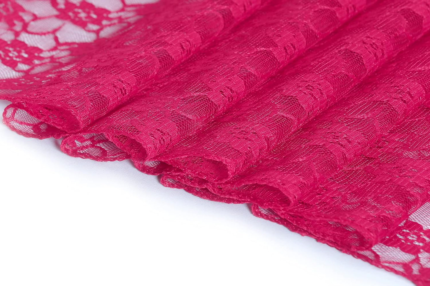 MDS Pack of 20 Wedding 12 x 108 inches Lace Table Runner for Wedding, Decorations for Birthday Parties, Banquets, Graduations, Engagements, and Runners fit Rectangle, Round Table- Magenat