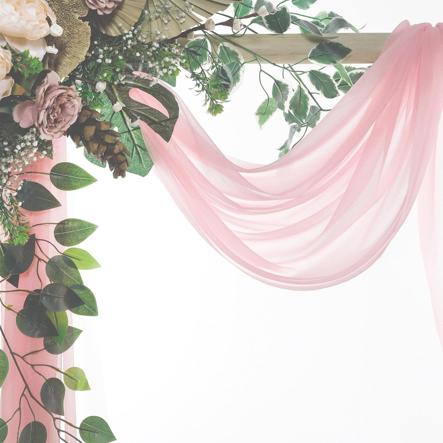 VDS Pack of 1 Panel (30 Inch X 30 Feet) Wedding Arch Draping Fabric Sheer Chiffon Fabric Drapery for Wedding Ceremony Reception Swag Backdrop Canopy Chuppah ARBO Altars Decoration (Blush Pink)