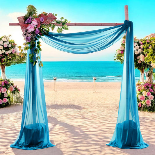 MDS Halloween Chiffon Draping Fabric - 2 Panel, 30" Wide x 20ft Long - Sheer Spooky Arbor & Canopy Drapery for Haunted House Backdrops, Party Ceilings, DIY Costumes & Themed Events - Dark Teal